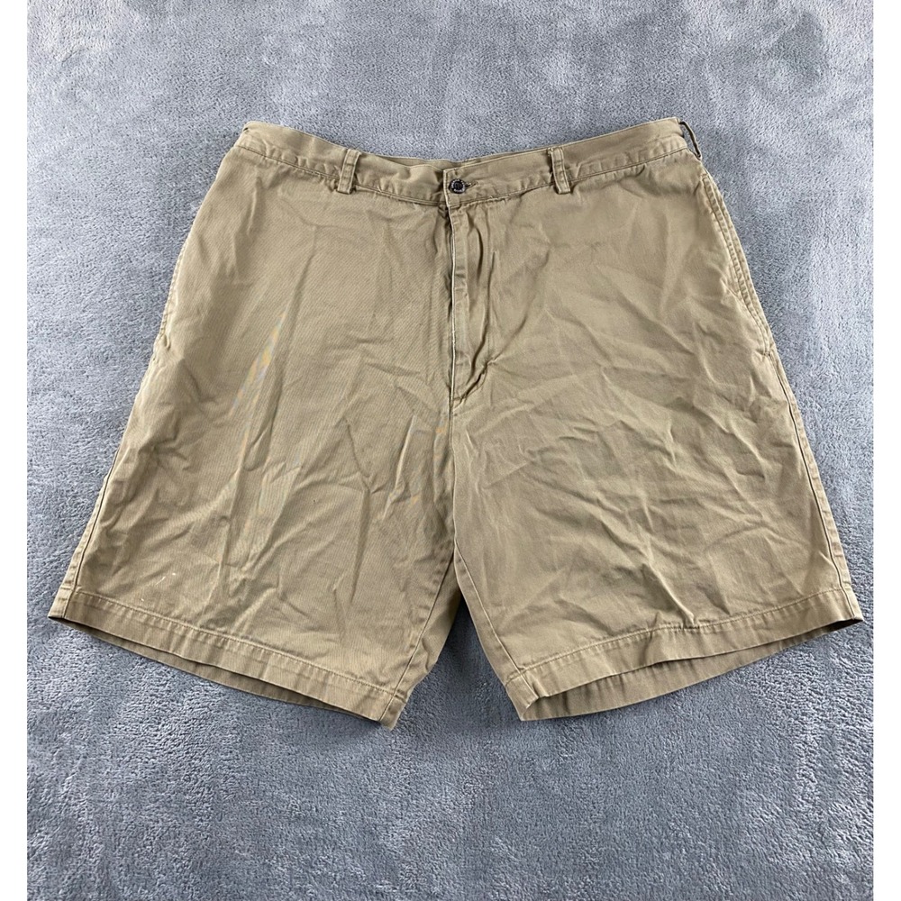 Perry Ellis America Mens Khaki Chino Shorts Size 38 Cotton Twill Tan Relaxed Fit